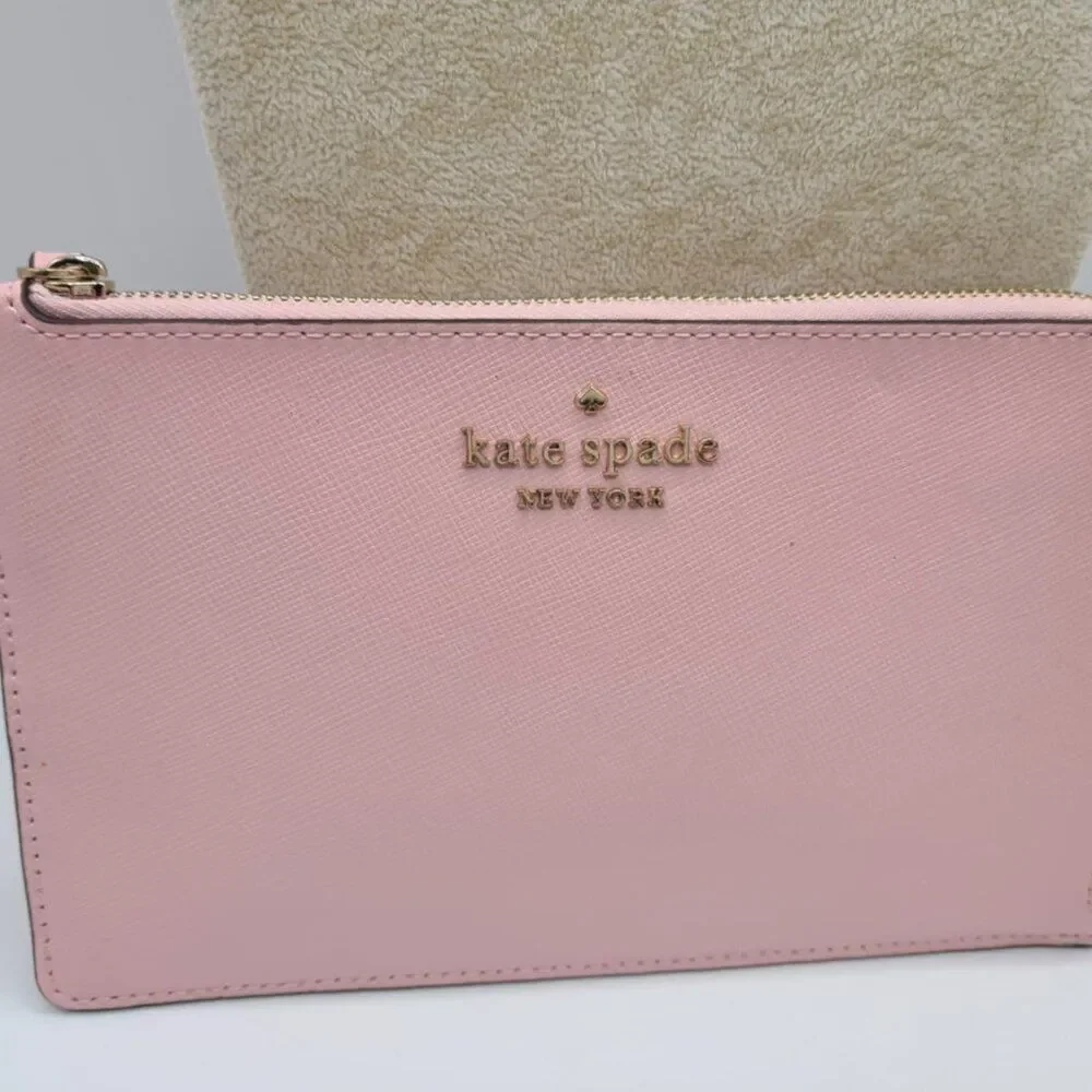Kate Spade NY Pink Saffiano Leather Corner Zip Wristlet NWOT!